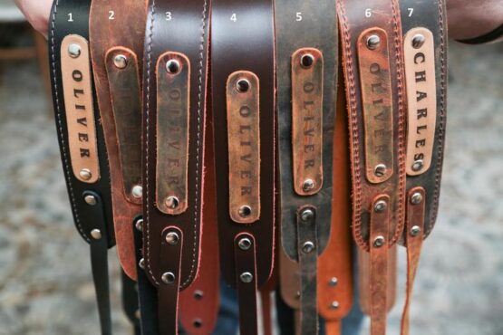 Personalized leather camera strap