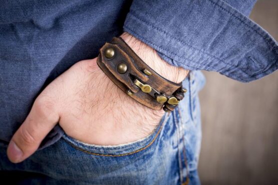 Worn out brown bracelet for men